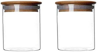 Conjunto de jarra de armazenamento de alimentos de vidro de 2 bpa de vidro transparente de bpa com laca
