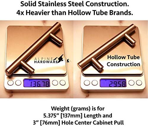 Hardware alpino Premium Solid Euro Style Bar Handle Pull-25pack ~ Centro de orifício de 3,75 polegadas e 5 1/2