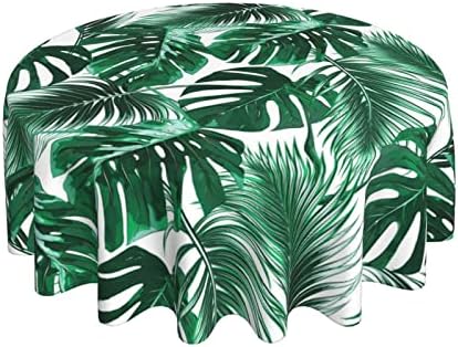Tolera de mesa de palmeira tropical de verão redonda de 60 polegadas de vinil aquarela folhas verdes