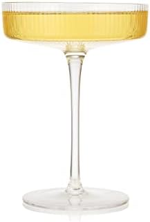 Vintage Art Deco Coupe Glasses Coupe Coupe Coquetels 8 oz | Conjunto de 2 | Coquetel de cristal para copos de copo para champanhe Cálice Classic Manhattan para coquetéis, copos de cupê Ripple - Caixa de presente