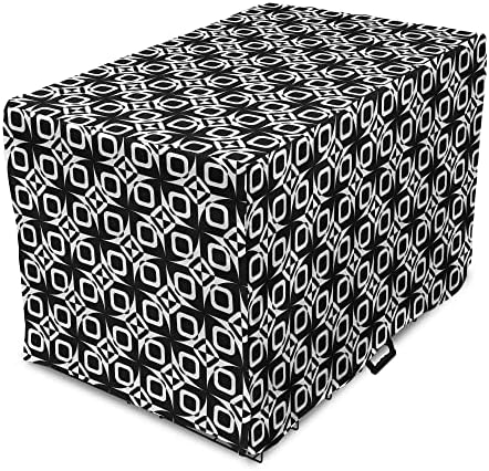 Capa de caixa de cães em preto e branco lunarável, quadrado abstrato e triângulos dentro de formas ovais