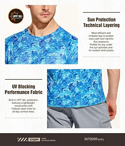 CQR Men's UPF 50+ UV Proteção ao ar livre camisetas ao ar livre, camiseta atlética para caminhada de manga curta,