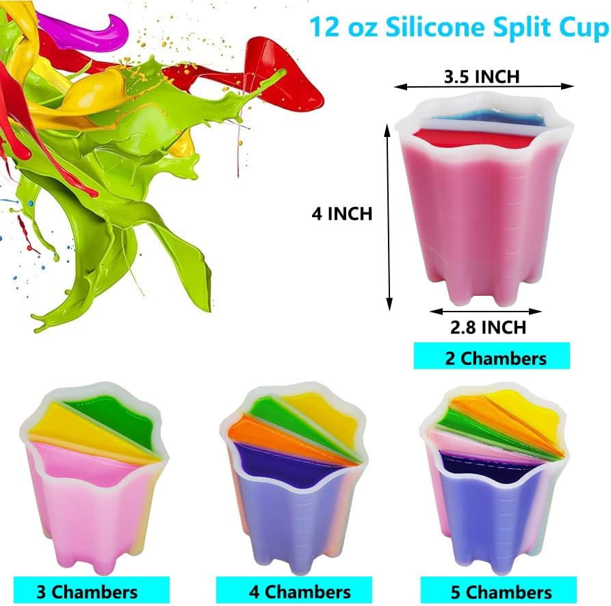 Aidiler 12 onças de copo de divisão para tinta derramando arte fluida de silicone split copo resina