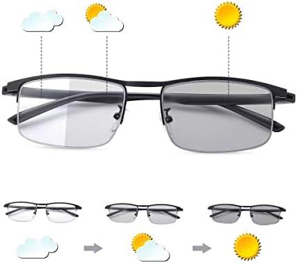 Ljimi Fotochromic Progressive Multifocus Reading Glasses Transição Sun Readers Anti -Blue Light Sunglasses para homens Mulheres