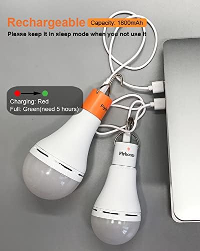 Lâmpada recarregável USB FLYHOOM com timer remoto, lâmpada de tenda LED com bateria de 1800mAh para