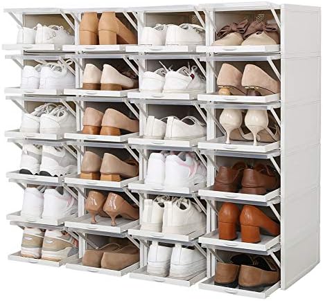 ANNCUS 3 PACK/Set empilhável caixa de sapatos de armazenamento Casos de sapatos de plástico transparentes