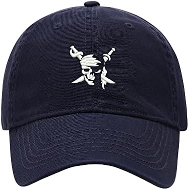 L8502-LXYB Baseball Men Men Pirate Skull com espadas bordadas com algodão lavado Caps de beisebol