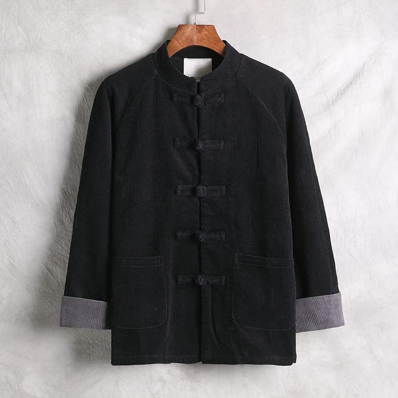 Jaqueta de veludo de estilo chinês Blazer outono masculino e inverno hanfu elemento casaco tops para roupas zen budistas