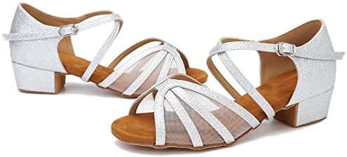 Cleecli Low Heel Ballroom Sapatos de dança Mulheres Salsa Latina Prática Sapatos de Dança de 1,5 polegada