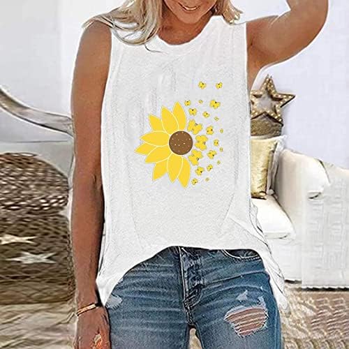 Tanques de girassol tampas femininas camisetas gráficas de girassol camisetas de verão com estampa floral