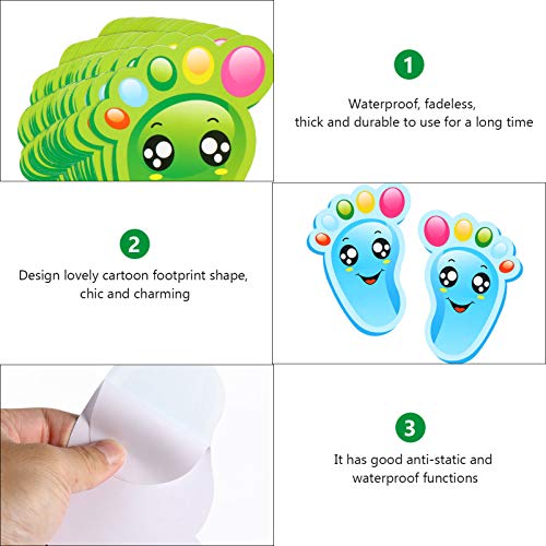 Adesivos removíveis de nuobester 30 pares adesivos de piso da pegada infantil decalques do piso do desenho animado