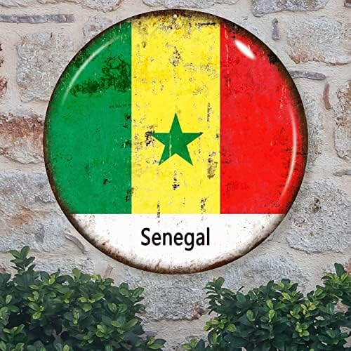 Madcolitote Senegal Bandeira Bem -vindo sinal Decoração da porta da frente Senegal Metal Sign Decoração patriótica Country Souvenir personalizada de parede de parede de parede de parede de parede de parede Decoração de parede de parede de parede de parede 12x12in