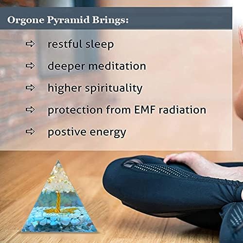 Gerador de energia cristalina natural pirâmide orgona, reiki, energia positiva, proteção 5G EMF, cura, meditação, pirâmide de orgonita, decoração de casa, atrai abundância