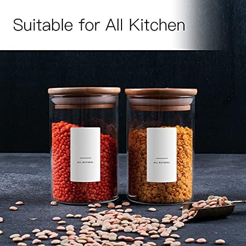 VudEco 145 Spice Jar Rótulos Etiquetas de despensa para recipientes pré -impressos Etiquetas de cozinha