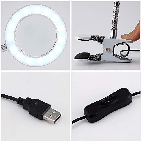 Lâmpada de LED com grampo, 1,75x de lupa com luz para mesa, costura, mesa e cavalete use super brilhante, perfeito