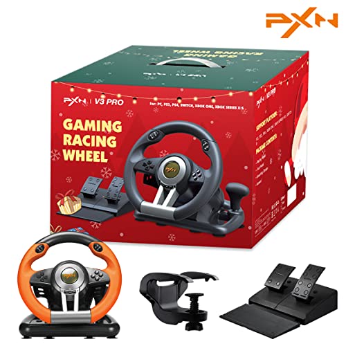 Roda de corrida PXN V3III PS4 - Volta de direção de 180 ° PC e vibração de motores duplos, roda