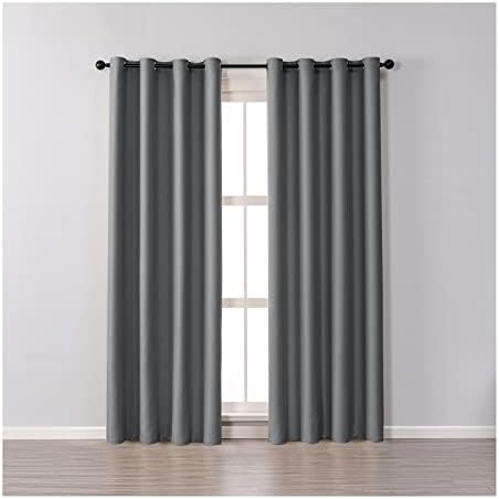 Cortinas de Blackout Daesar para o quarto 2 painéis, cortinas de ilhós poliéster cinza escuro Janela de cor