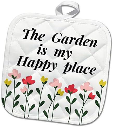 Imagem 3drose da citação O jardim é meu lugar feliz - Potholders