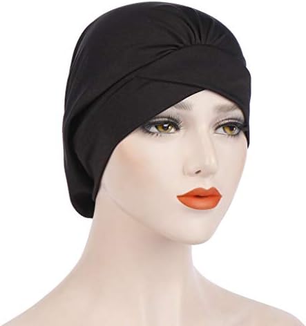 Captura de chapéus de gorro para mulheres, embrulhado tap muçulmano chapéu turbante moda moda feminina sólida