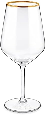 Glass de vinho Maverton com aro de ouro para homem - Goblet para vinhos brancos e vermelhos - Stemware personalizado para aniversário - Vidro de aro de ouro para ele - copos gravado para papai - vintage