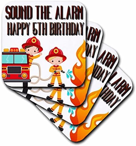 3drose som o alarme feliz 5º aniversário com meninos bombeiros - montanhas -russas