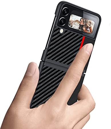 Caixa de telefone celular Ftonglogy para Samsung Galaxy Z Flip 4, Design clássico de fibra de carbono slim Caixa