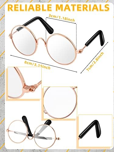 Óculos de bonecas de bonecas de metal aro de metal lente transparente lente olho -olho de tecido de pão de boneca up óculos Óculos de sol retro clássicos para artesanato óculos de sol para bonecas Cosplay