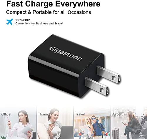 Gigastone USB Wall Charger 2-Pack, QC3.0 Qualcomm Certificado 3A plugue do carregador, iPhone 18W Carregamento