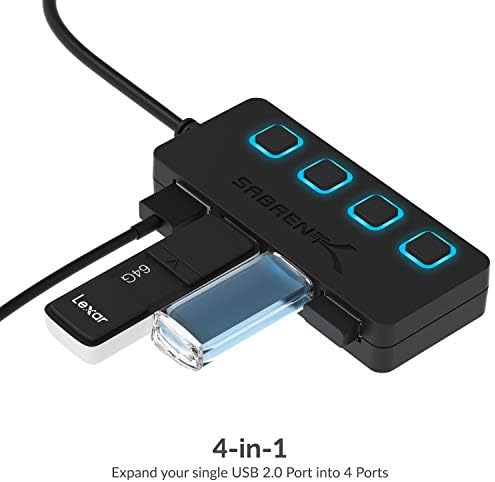 Sabrent 4 Port portátil USB 2.0 Hub + 4 porta USB 2.0 Hub com interruptores de energia LED individuais
