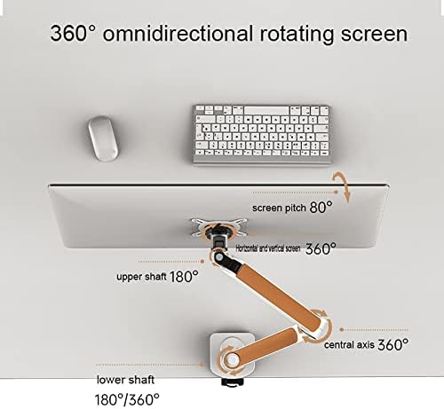 Montagem da mesa de monitor único, suporte da mesa do monitor para tela de 17 a 32 polegadas com giro, altura ajustável,