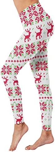 Guolarizi Christmas Print Series High Women Feminina calça de compactação para ginásio de ioga e