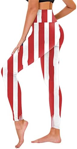 4 de julho Leggings for Women American Flag da cintura High Running Yoga Leggings Ultra Soft Stret