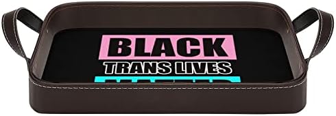 Trans Black Lives Matter Bandeja de couro Servando bandeja com alças bandeja decorativa para sala