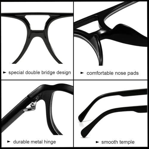 Probme de grandes dimensões de grandes dimensões de óculos de nerd homens homens não prescrição lentes clássicas lentes clássicas óculos de ponte dupla clássica