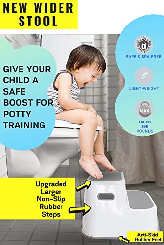 Altura dupla mais ampla de 2 etapas para crianças | Distanciador da criança para treinamento e uso do penico no banheiro ou na cozinha | Etapas fortes de aderência macia sem BPA para conforto e segurança