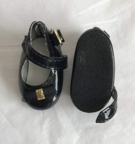 Artesanato de Syndee 1 par de sapatos de boneca cor preto com alça de tornozelo tamanho pequeno 2 de comprimento