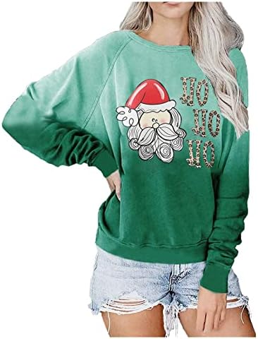 Swrowesi Christmas Funny Pullover Sweatshirt para mulheres Impredidas femininas Crewneck Casual Manga Longa Tops