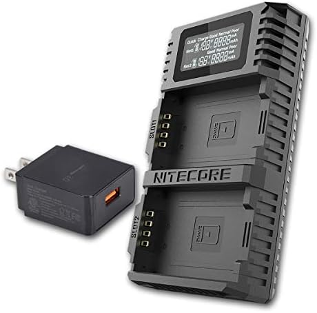 Nitecore Ulm10 Pro Digital QuickCharge USB carregador de bateria compatível com baterias Leica BP-Scl5 e Lumentac