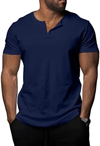 UNI CLAU Mens Henley camisas de manga curta Casual T SMANHTS MUSCLO Slim Fit Workout Shirt