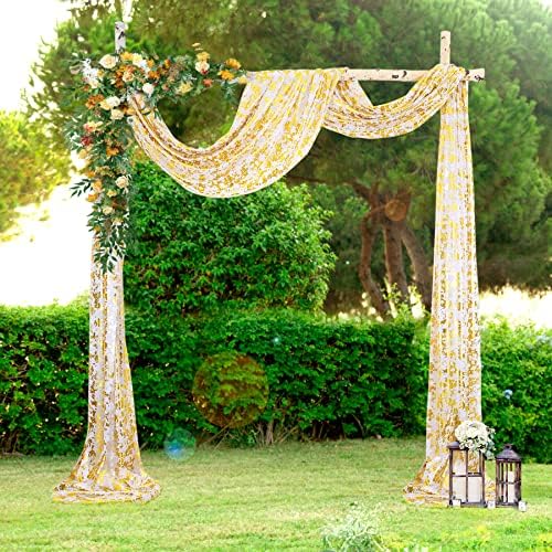 Partisky Wedding Arch Drapeing Tecido 1 Painel 6 jardas de tecido dourado de tecido de pano de