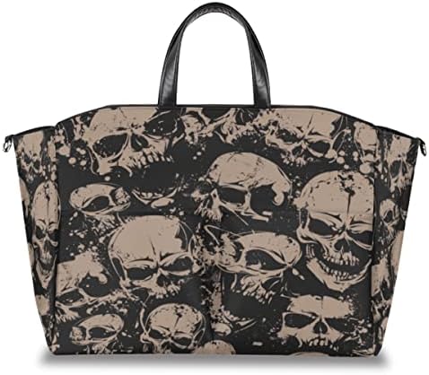 Skull Halloween fralda de bolsa com tiras de carrinho de carrinho, crânio vintage grande fralda de fraldas bolsas