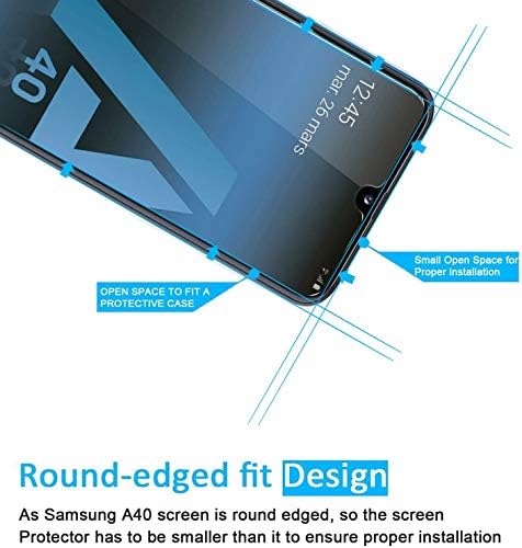 Pacote New'C de 3, protetor de tela de vidro para o Samsung Galaxy A40, anti-arranhões de vidro temperado, impressões anticanas, sem bolhas, dureza 9H, 0,33 mm ultra transparente, ultra resistente