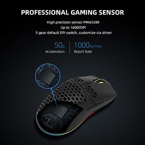 Mouse para jogos 67G Lightweight Wired 7 Buttons Totalmente programáveis ​​Honeycomb Design Hollow Mouse Gamer