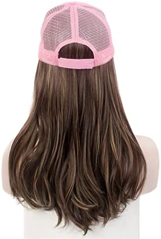 Houkai Fashion Ladies Caps, bonés de cabelo, chapéus de beisebol rosa, perucas, perucas marrons longas