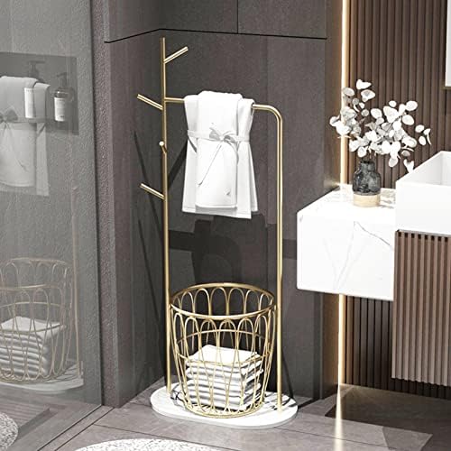 PFCDZDU Toalha de toalha, piso de ferro em pé de ferro com cesto removível, prateleira de armazenamento de chapéu para casa para dormitório em casa