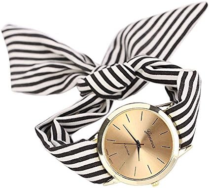 Hunyun Fashion Women Women Stripe Floral Ploth Quartz Dial Bracelet Wristwatch Watch Watch Presente
