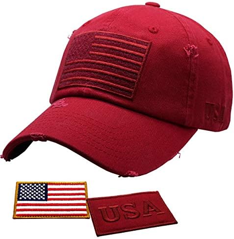 Antourage American Flag Unissex Baseball Hat para homens e mulheres | Tampa de viseira plana de malha de bandeira dos EUA Tampa plana + 2 patches patrióticos