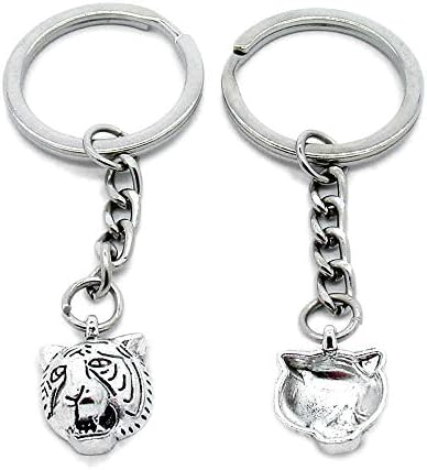1 PCS Antique Keyrings Silver Keychains Correntes -chave Tags Clasps AA461 Tiger Head