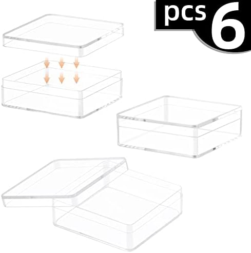Caixa de acrílico worasign, caixa de acrílico pequena limpe 6 pacote 2.4x2.4x0,79 polegadas min Min
