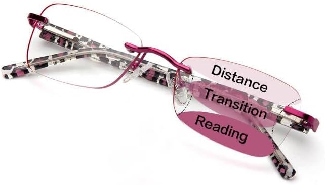 Rimelns Progressive Multifocus Reading Glasses para mulheres elegantes leitores de bloqueio de luz azul sem moldura para mulheres de moda